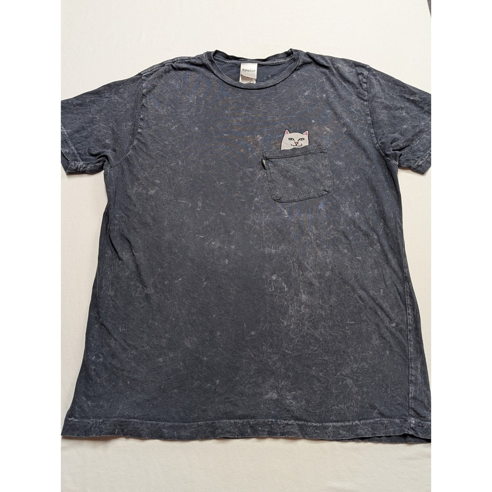 Ripndip Lord Nermal Pocket Tee Charcoal Grey Mineral Wash Mens Large